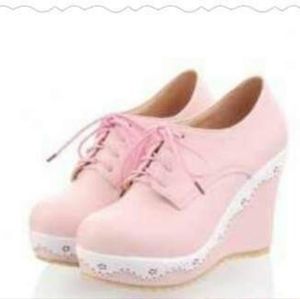 Pastel Pink Wedge Shoes